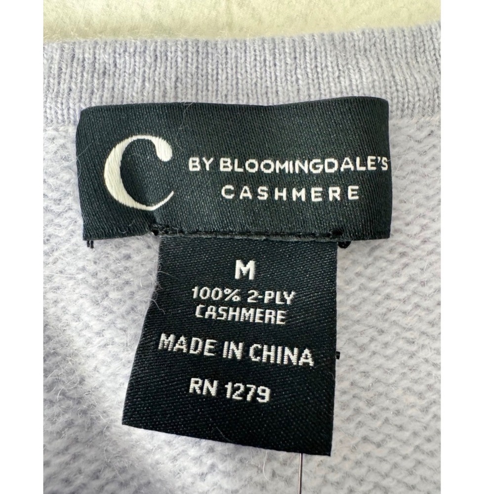 C by Bloomingdale's Cashmere Short Sleeve Sweater Serenity Blue M - Picture 6 of 7